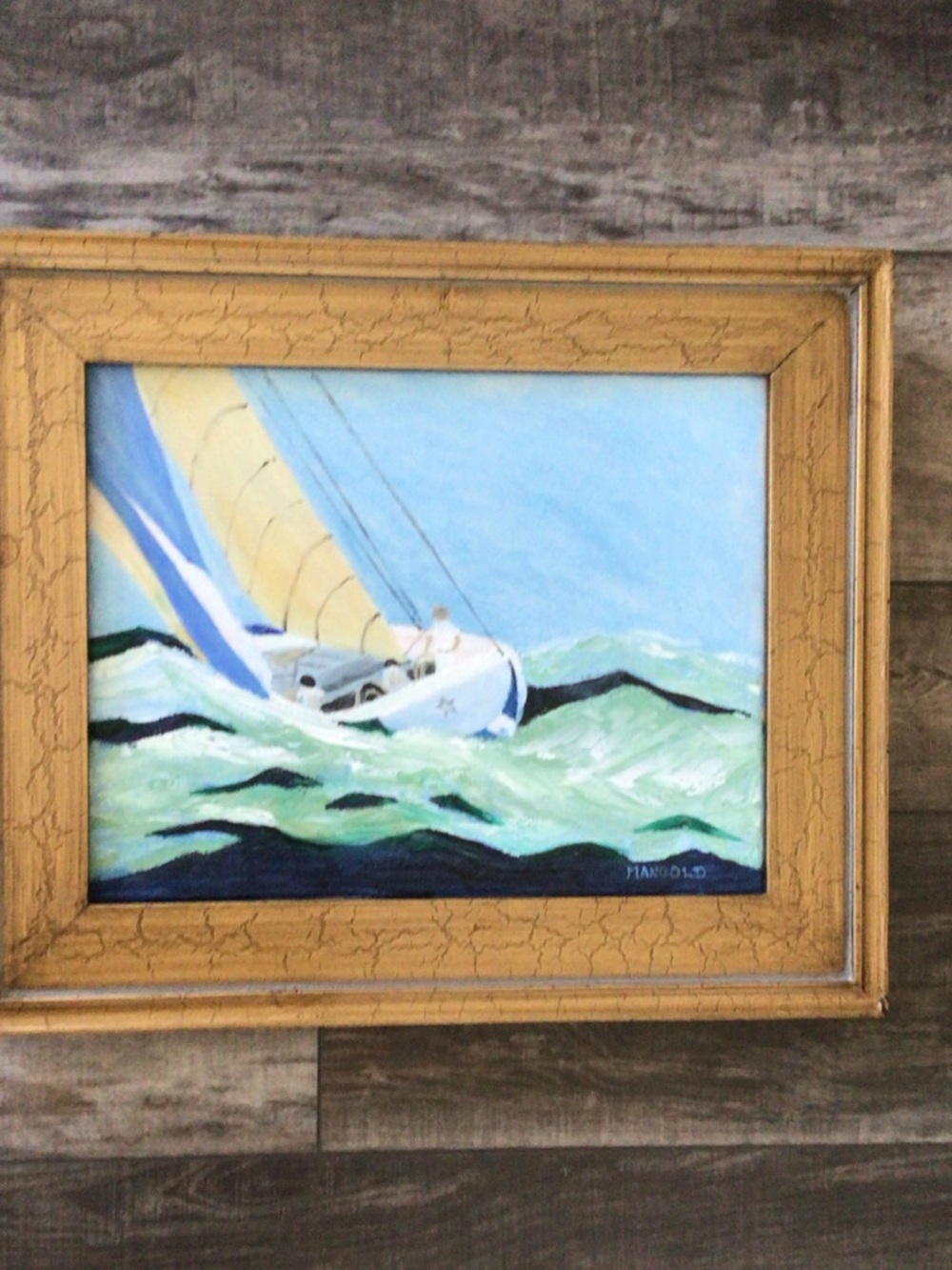 Original signed by local artist oil Framed Nautical Sailboat painting - Picture 2 of 11